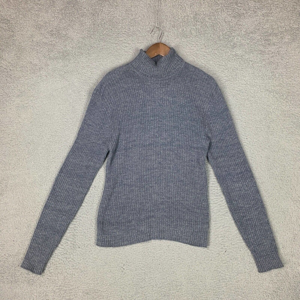 RRL Double RL Ralph Lauren Sweater Mens Medium Blue 100% Cotton Knit Turtleneck